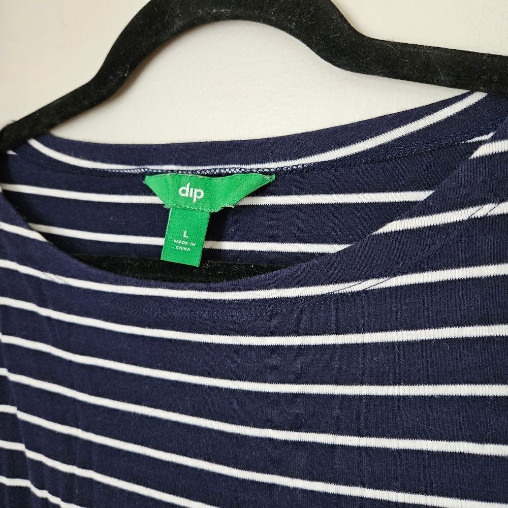 Dip Top Striped Navy White 3/4 Sleeves Crewneck Casual Neutral Comfy Staple - Picture 2 of 7